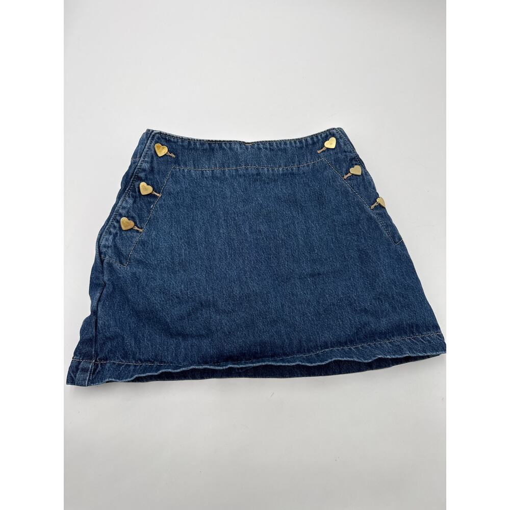 Old Navy Girls Denim Skort Size 8 Blue Heart Button Front Elastic Waist